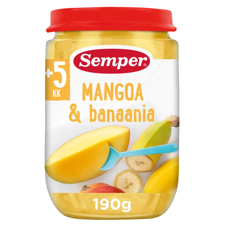 Semper Mangoa ja banaania 5-6kk hedelmäsose 190g｜Semper 芒果香蕉5-6个月果泥 190g