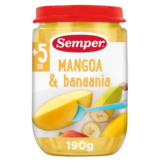 Semper Mangoa ja banaania 5-6kk hedelmäsose 190g｜Semper 芒果香蕉5-6个月果泥 190g
