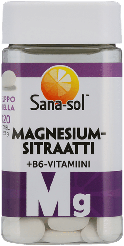 Sana-sol 柠檬酸镁+维生素B6片 膳食补充剂 120tabl