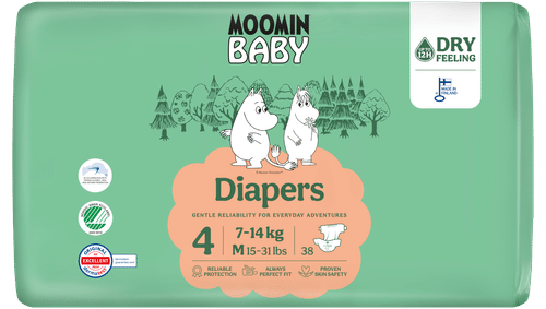 Moomin Baby 粘贴式纸尿裤 4号 38片 7-14kg｜Moomin Baby Diapers teippivaippa  koko 4, 38 kpl, 7-14 kg