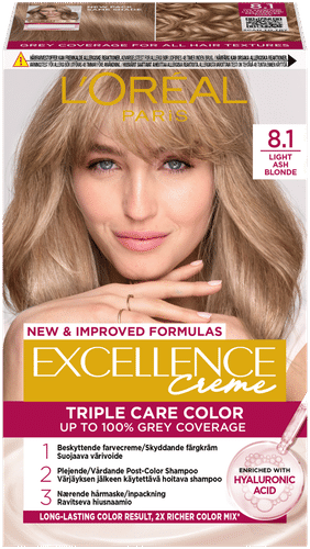 L'Oréal Paris Excellence Creme 8.1 Light Ash Blonde Keskivaalea Tuhka kestoväri 1kpl