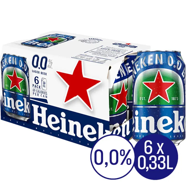 6 x Heineken alkoholiton olut 0,0% 0,33 l｜Heineken 6 x 喜力0度饮料 0.0% 0,33 l