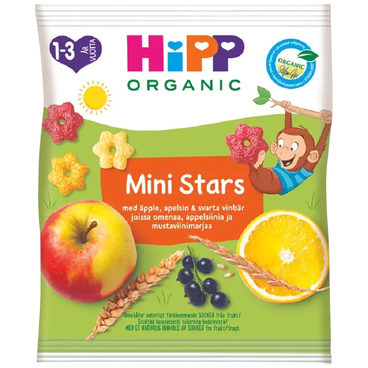 HiPP 30g Luomu Mini Stars Rapeita tähtiä viljasta ja hedelmästä 1-3 v｜HiPP 30 克有机迷你星星脆皮星星来自谷物和水果 1-3 年