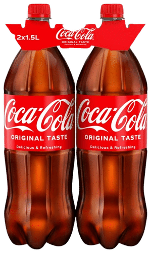 Coca-Cola 2瓶装可口可乐原味汽水塑料瓶 1,5 L