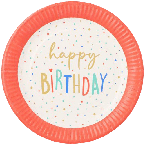 Lautasta, paperia, pyöreä Ø 23 cm "Happy Birthday"