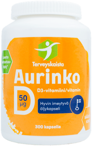 Terveyskaista Aurinko维生素D 50微克 300粒
