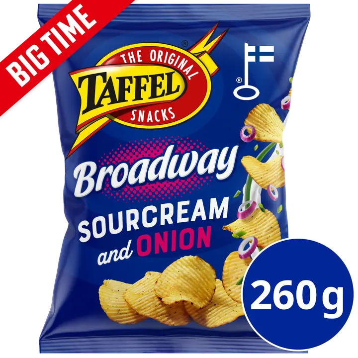 Taffel Broadway sourcream & onion maustettu sipsi 260g-Taffel 百老汇酸奶油洋葱调味片 260g