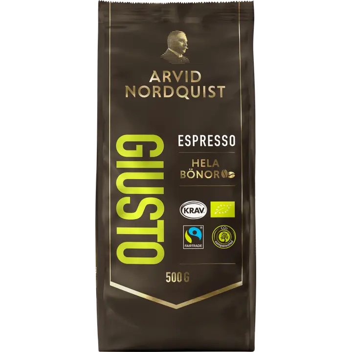Arvid Nordquist Espresso 500g Giusto pavut Luomu, Fairtrade｜Arvid Nordquist 浓缩咖啡 500 克 Giusto 豆 有机，公平贸易
