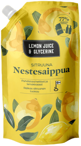Lemon Juice & Glycerine Nestesaippua sitruuna täyttöpussi 550ml