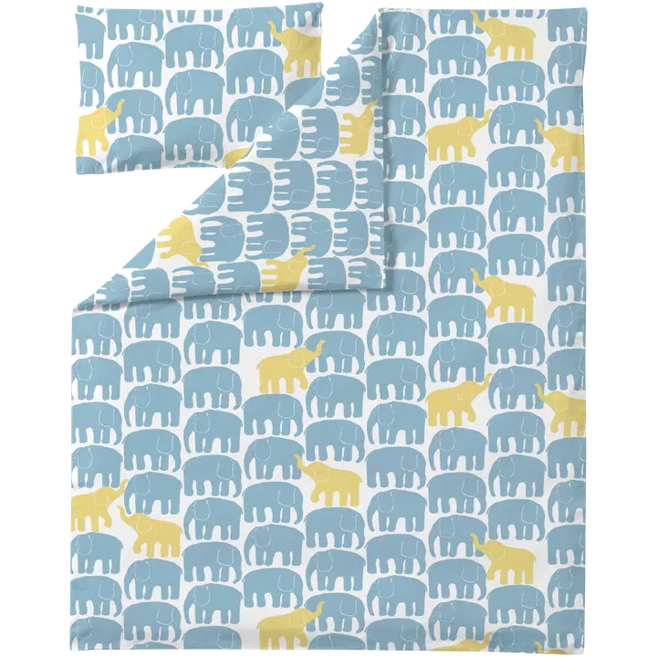 Finlayson lasten pussilakanasetti Elefantti V.120X160+40X60 aqua/ke｜Finlayson 儿童被套套装 Elefantti V.120X160+40X60 aqua/we