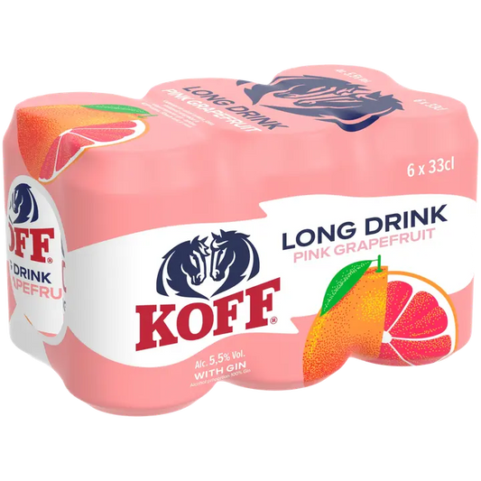 6-pack Koff Long Drink Pink Grapefruit 5,5 % tölkki 0,33 L｜Koff 6 件装 Koff 长饮粉红葡萄柚 5.5% 罐装 0,33 L