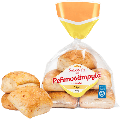 Leipomo Salonen Pehmosämpylä juusto 5/325 g vehnä-juustosämpylä｜Perheleipuri Salonen 萨洛宁面包坊 芝士软餐包 5/325克 小麦芝士餐包