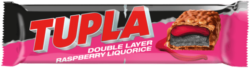 Tupla 双层覆盆子甘草巧克力棒 48g｜Tupla Double Layer Raspberry Liquorice suklaapatukka 48g