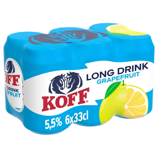 6-pack Koff Long Drink Greippi long drink 5,5 % tölkki 0,33 L｜Koff 6 件装 Koff Long Drink 西柚长饮 5.5% 罐装 0,33 L