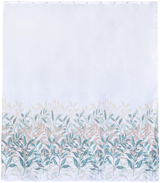 House 叶片浴帘 180x200厘米 绿色/米色/白色