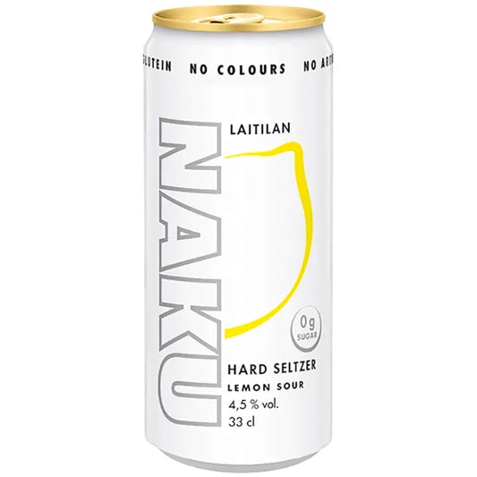 Laitilan Naku Lemon Sour 4,5 til-% 0,33L hard seltzer｜Laitilan Naku 柠檬酸 4.5 vol% 0.33L 硬苏打水