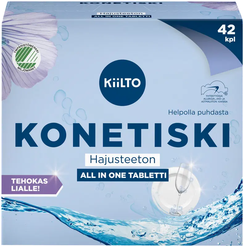 Kiilto 全合一洗碗机块 无香型 42 kpl｜Kiilto All in 1 konetiskitabletti Hajusteeton 42 kpl