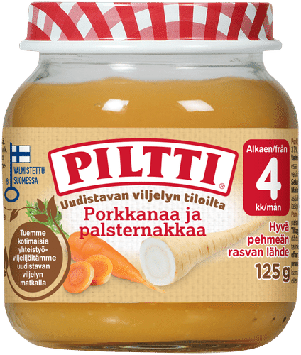 Piltti 125克 再生农场 胡萝卜欧防风蔬菜泥 4个月