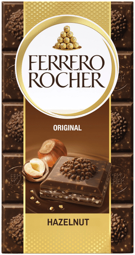 Ferrero Rocher 原味牛奶巧克力排块90克，含榛子酱（37%）和榛子碎粒的牛奶巧克力（60%）