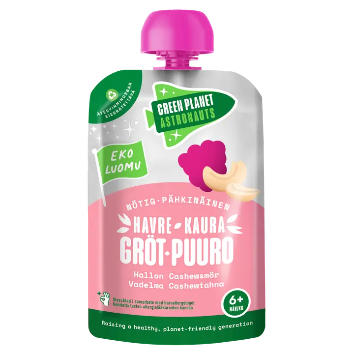Green Planet Astronauts LUOMU pähkinäinen kaurapuuro vadelma 100g 6kk+｜Green Planet Astronauts 有机坚果燕麦覆盆子 100 克 6 个月以上