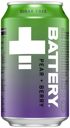 Battery Sugar Free Pear + Berry energiajuoma tölkki 0,33 L