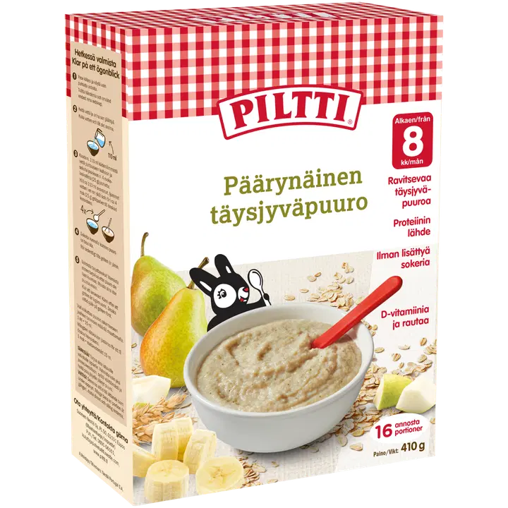 PILTTI 410g Päärynäinen täysjyväpuuro 8kk｜Piltti 410g梨五谷杂粮粥8个月