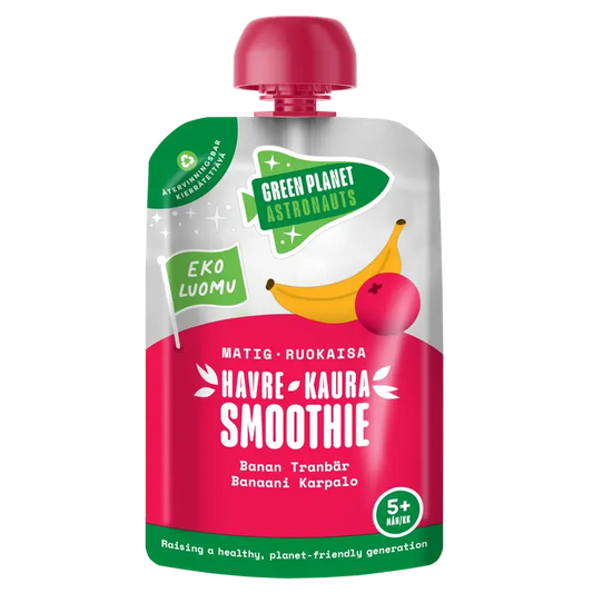Green Planet Astronauts LUOMU kaurasmoothie karpalo-banaani 100g 5kk+｜Green Planet Astronauts 有机燕麦冰沙蔓越莓香蕉 100 克 5 个月+
