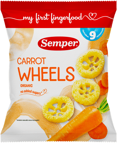 Semper 胡萝卜车轮有机泡芙 9个月以上 15g｜Semper Carrot wheels luomunaksu alkaen 9kk 15g