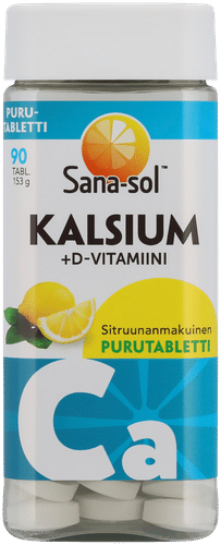 Sana-sol 钙+维生素D 柠檬味咀嚼片 膳食补充剂 90片/153克