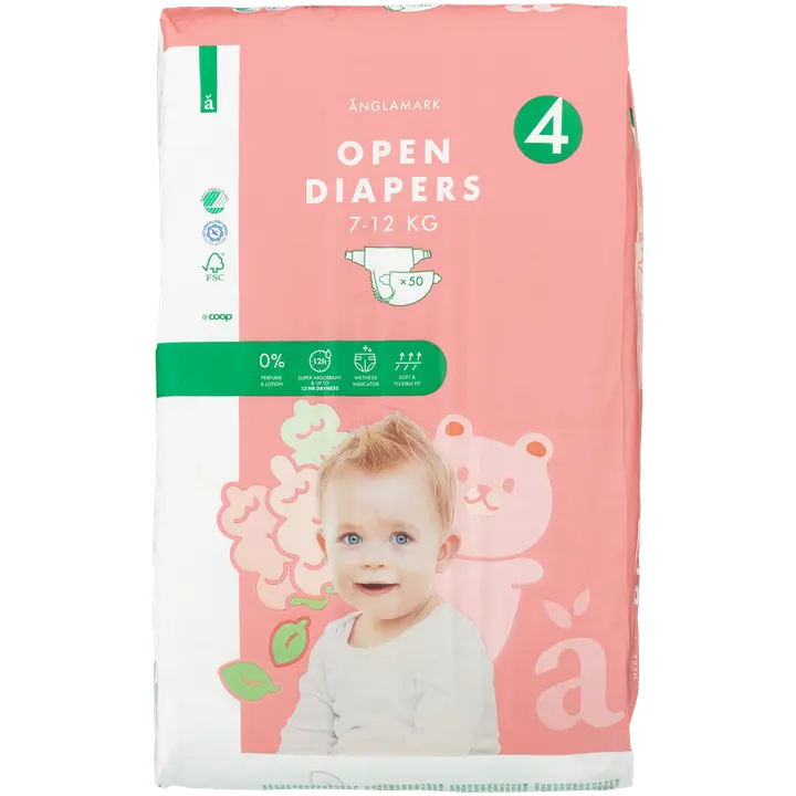 Änglamark teippivaippa koko 4, 7-12 kg 50 kpl｜Änglamark 胶带尿布尺寸 4、7-12 公斤 50 kpl