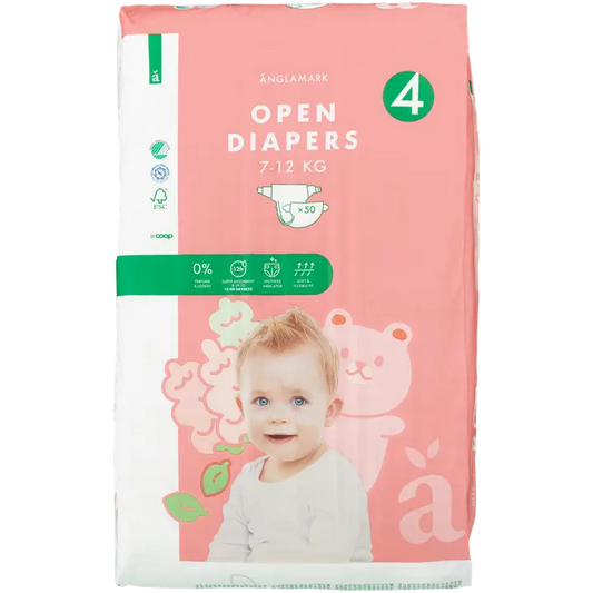 Änglamark teippivaippa koko 4, 7-12 kg 50 kpl｜Änglamark 胶带尿布尺寸 4、7-12 公斤 50 kpl