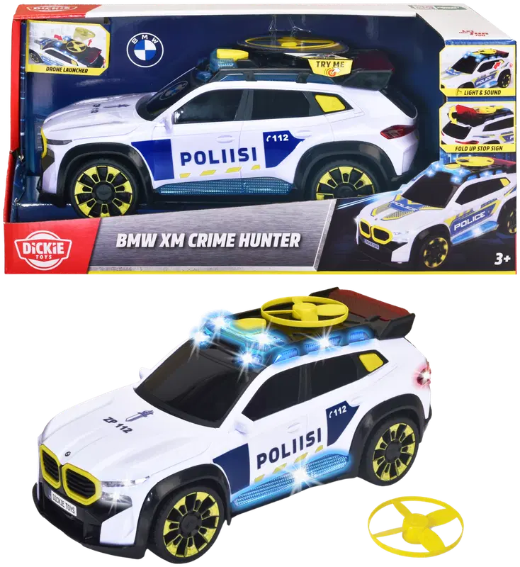Dickie Toys BMW XM Crime Hunter，30厘米，1:16，芬兰警车，带灯光音效