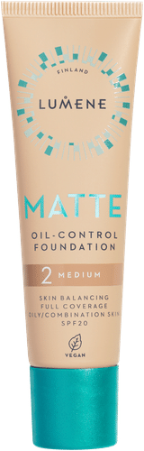 Lumene 控油哑光粉底液 SPF20 2 Medium 30 ml｜Lumene Matte Oil-control Mattameikkivoide SPF20 2 Medium 30 ml