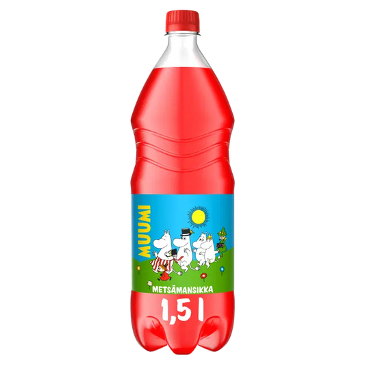 Muumi Metsämansikka virvoitusjuoma muovipullo 1,5 L｜Muumi 森林草莓汽水塑料瓶 1,5 L