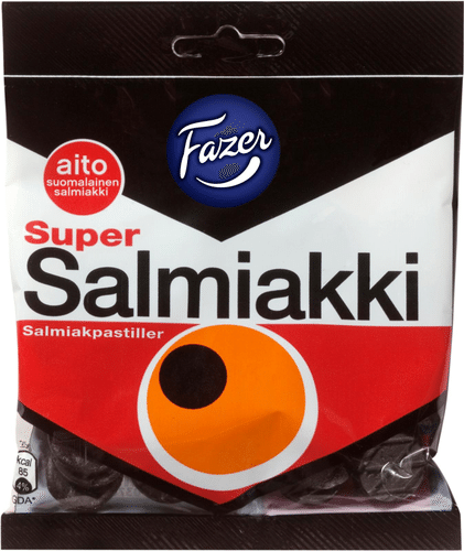 Fazer 超级咸甘草糖糖果袋 80g｜Fazer Super Salmiakki salmiakkipastilli karkkipussi 80g