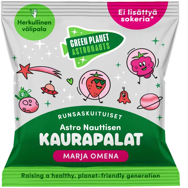 Luomu Green Planet Astronauts Astro Nauttisen Kaurapalat Marja-Omena 40g｜Green Planet Astronauts 有机绿色星球宇航员 Astro Nauttinen 燕麦棒浆果苹果 40g