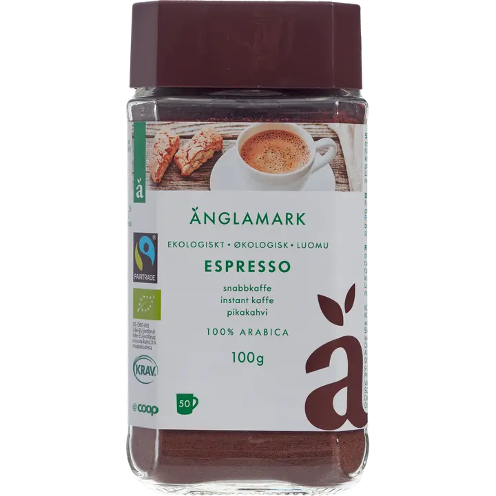 Änglamark espresso pikakahvi luomu 100 g｜Änglamark 浓缩咖啡 速溶咖啡 有机 100 g