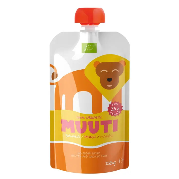 Muuti luomu banaani persikka mango riisiproteiini smoothie 110g 12kk｜Muuti 有机香蕉桃子芒果大米蛋白冰沙 110g 12 个月