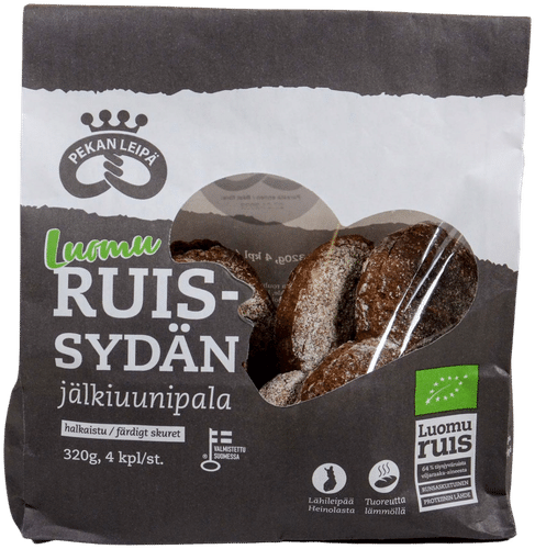 Pekan Leipä Luomu Ruissydän jälkiuunipala 4kpl 320g｜Pekan Leipä 有机黑麦心后烤面包4个 320g