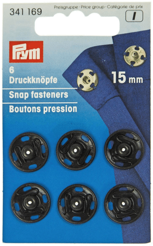 Prym 缝制按扣 黑色 15mm