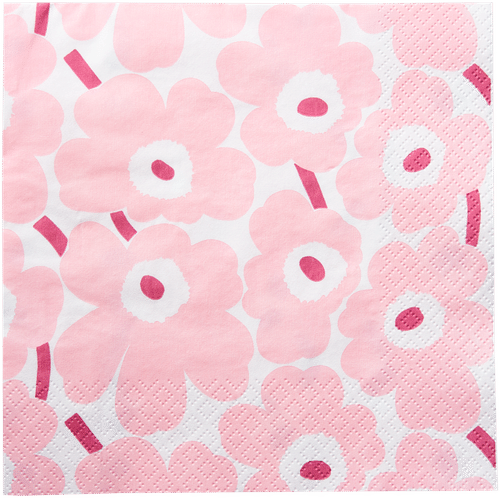 Marimekko Mini Unikko 浅粉餐巾纸 20张/24厘米｜Marimekko Mini Unikko vaaleanpunainen lautasliina 20kpl/24cm