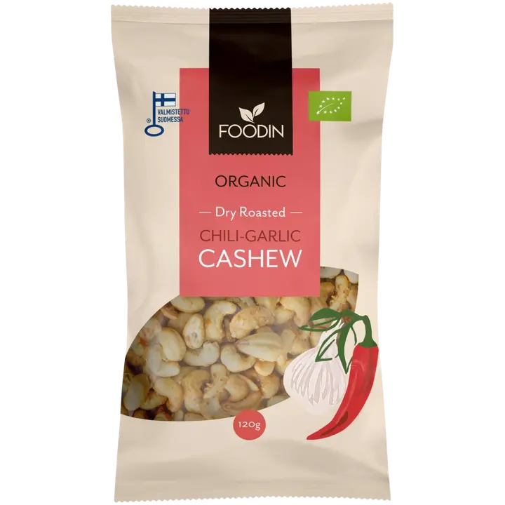 Foodin Chili-Garlic Cashew, luomu 120g-Foodin 有机辣椒大蒜腰果 120g