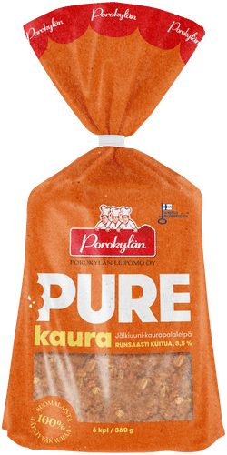 Porokylän Pure Kaura 6 kpl / 360 g jälkiuuni Kaurapalaleipä.｜Porokylän 6块装360克“Pure Kaura”后烤燕麦片面包