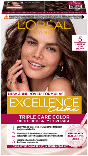 L'Oréal Paris Excellence Creme 5 Natural Light Brown 浅棕色持久染发剂 1kpl
