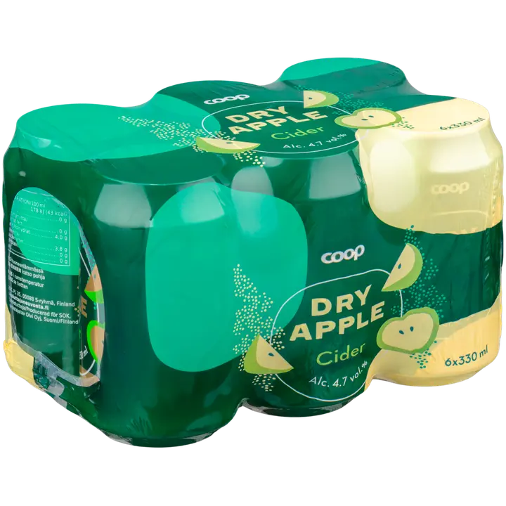 6xCoop kuiva omenasiideri 4,7% 0,33 l tlk｜Coop 6xCoop 干苹果汁 4.7% 0.33 升 tlk