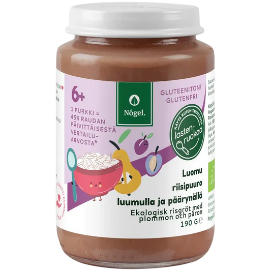 Nôgel luomu riisipuuro luumulla ja päärynällä, 190 g｜Nôgel 有机李子梨粥， 190 g