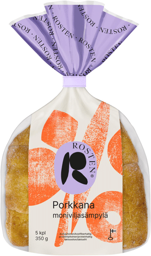 Rosten Porkkanasämpylä 5kpl 350g moniviljasämpylä｜Leipomo Rosten Rosten 胡萝卜小圆面包 5个 350克 多谷物小圆面包