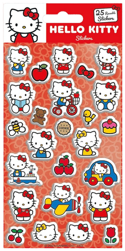 Hello Kitty (Kitty & Mimmy) uudelleen käytettävät tarrat 25kpl