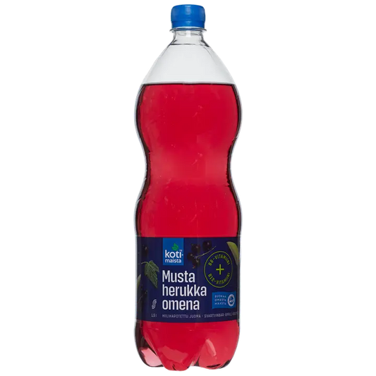 Kotimaista mustaherukka-omena B6 + B12 hiilihapotettu juoma 1,5l｜Kotimaista 黑加仑苹果B6+B12碳酸饮料 1,5l