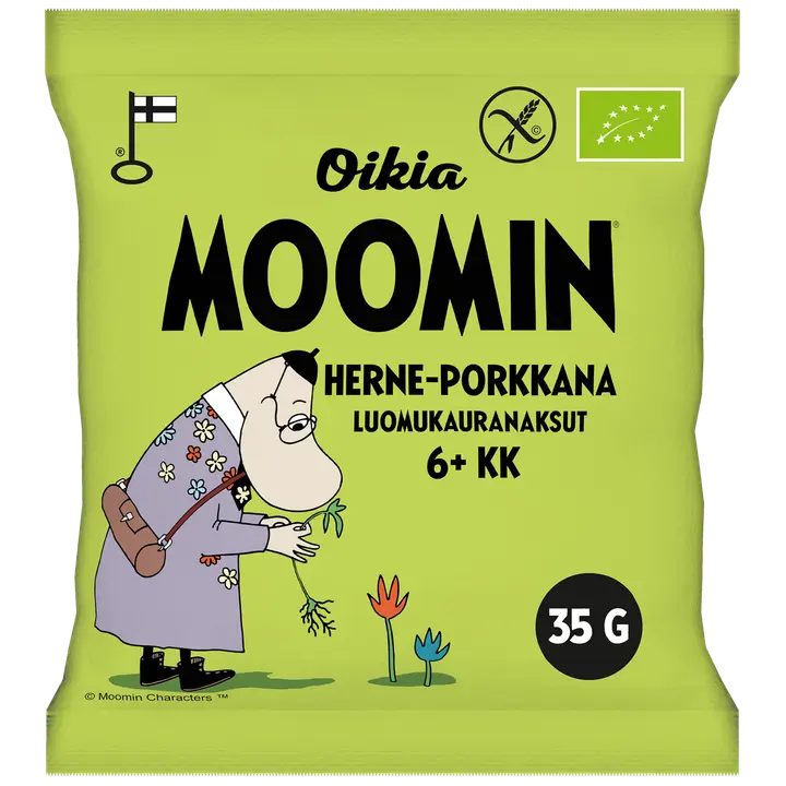 Oikia Moomin Luomukauranaksu herne-porkkana 35g｜Oikia Moomin 有机燕麦片配豌豆和胡萝卜 35g